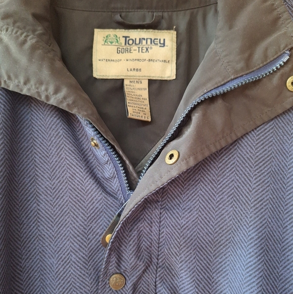 Tourney Gore-Tex Mens Golf Jacket Herringbone Navy Waterproof 1/4 Zip Size L - Picture 3 of 6